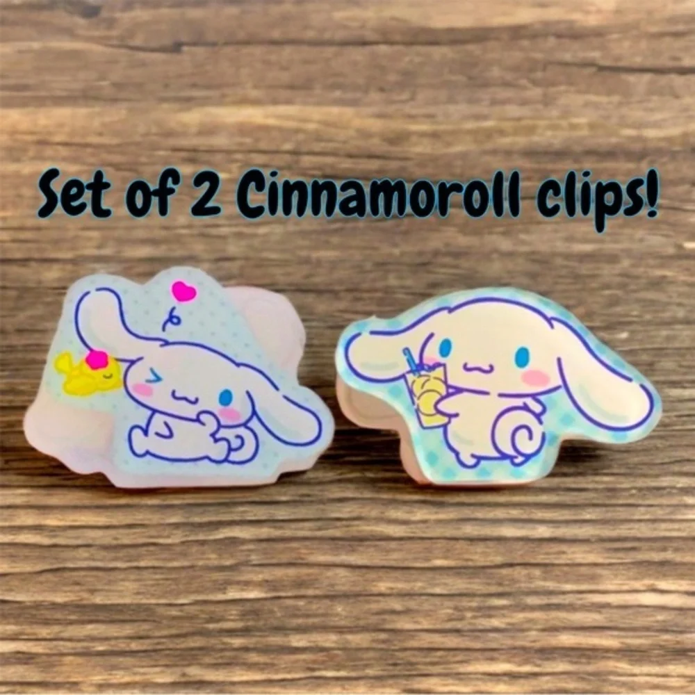 Sanrio Clip Set - Cinnamoroll, 2” Acrylic Kawaii Fastener For Planner Journal
